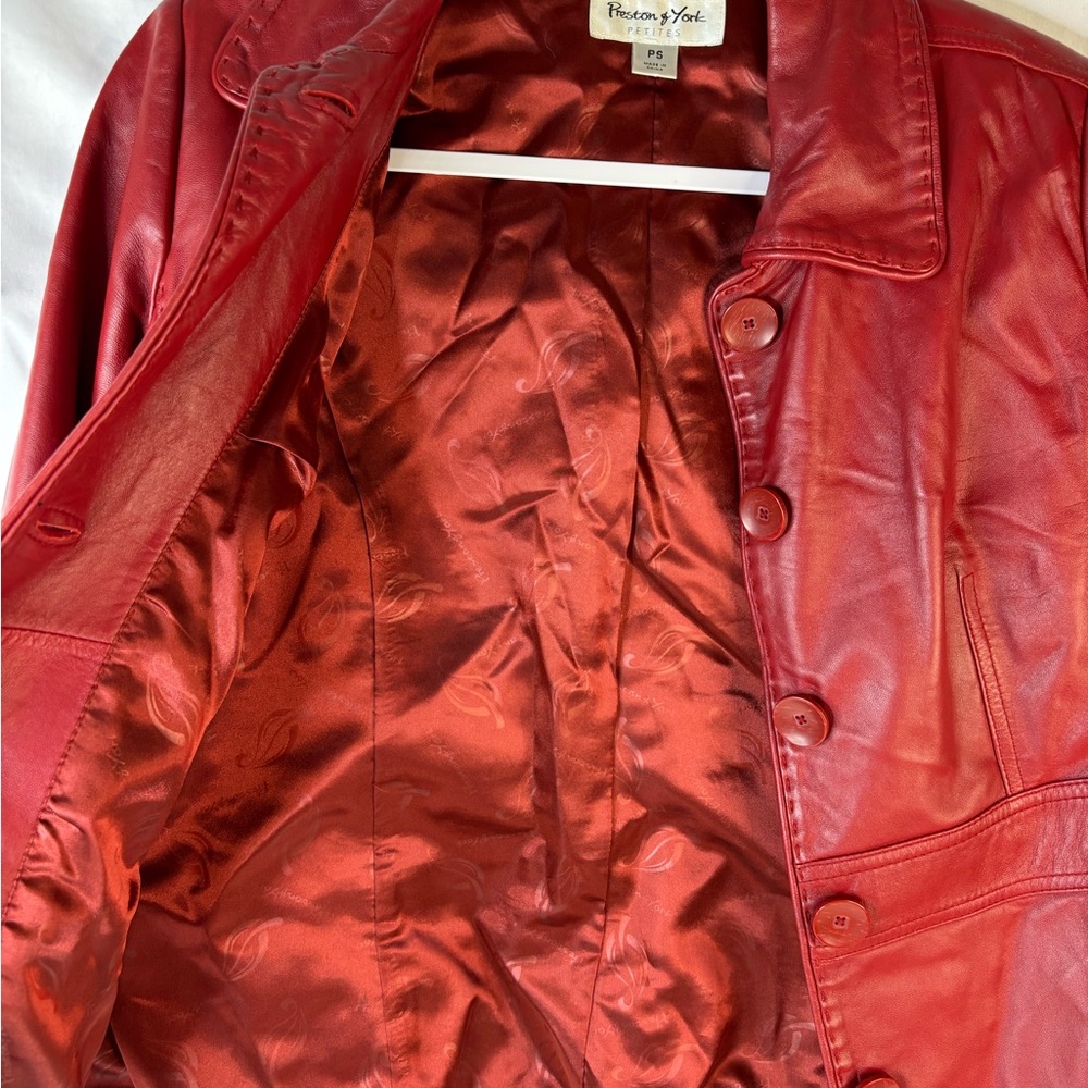 Preston & York Vintage Red Lambskin Button Jacket - Picture 7 of 10